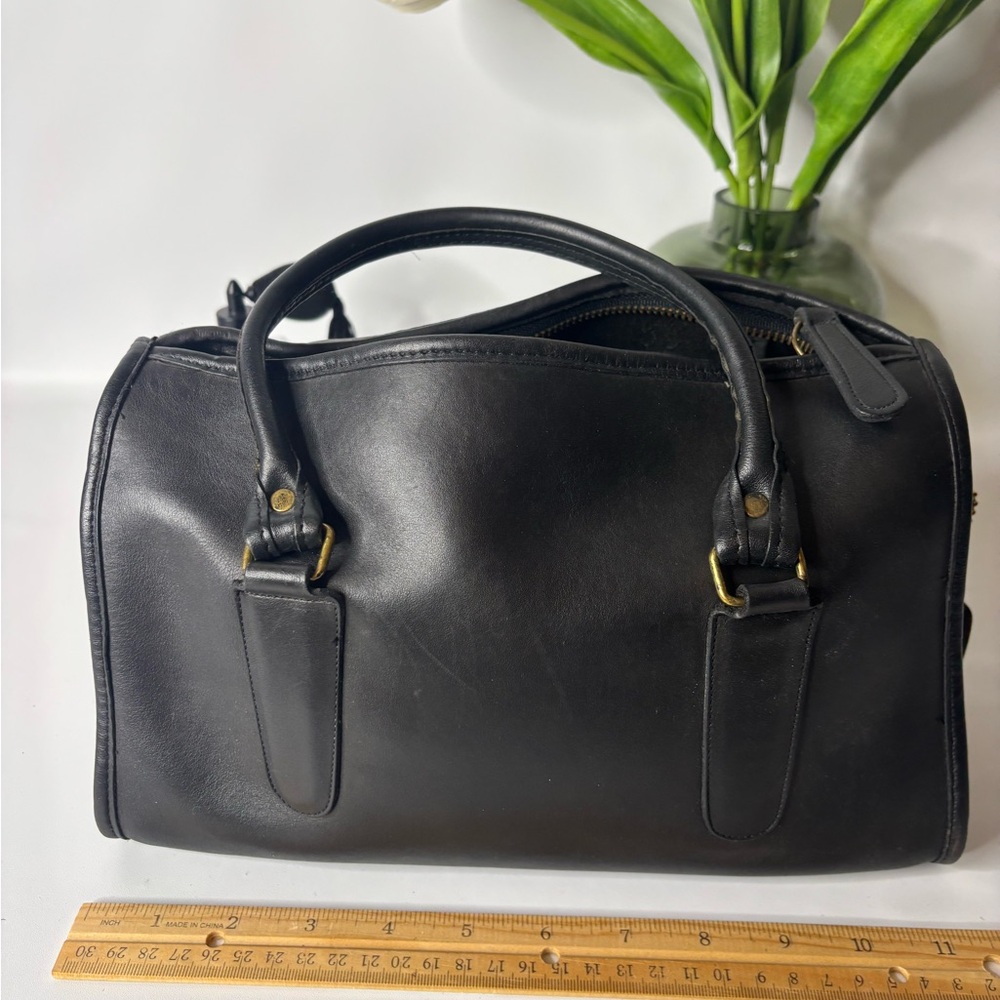 Coach Black Leather Satchel with Brass Hardware - Picture 10 of 12